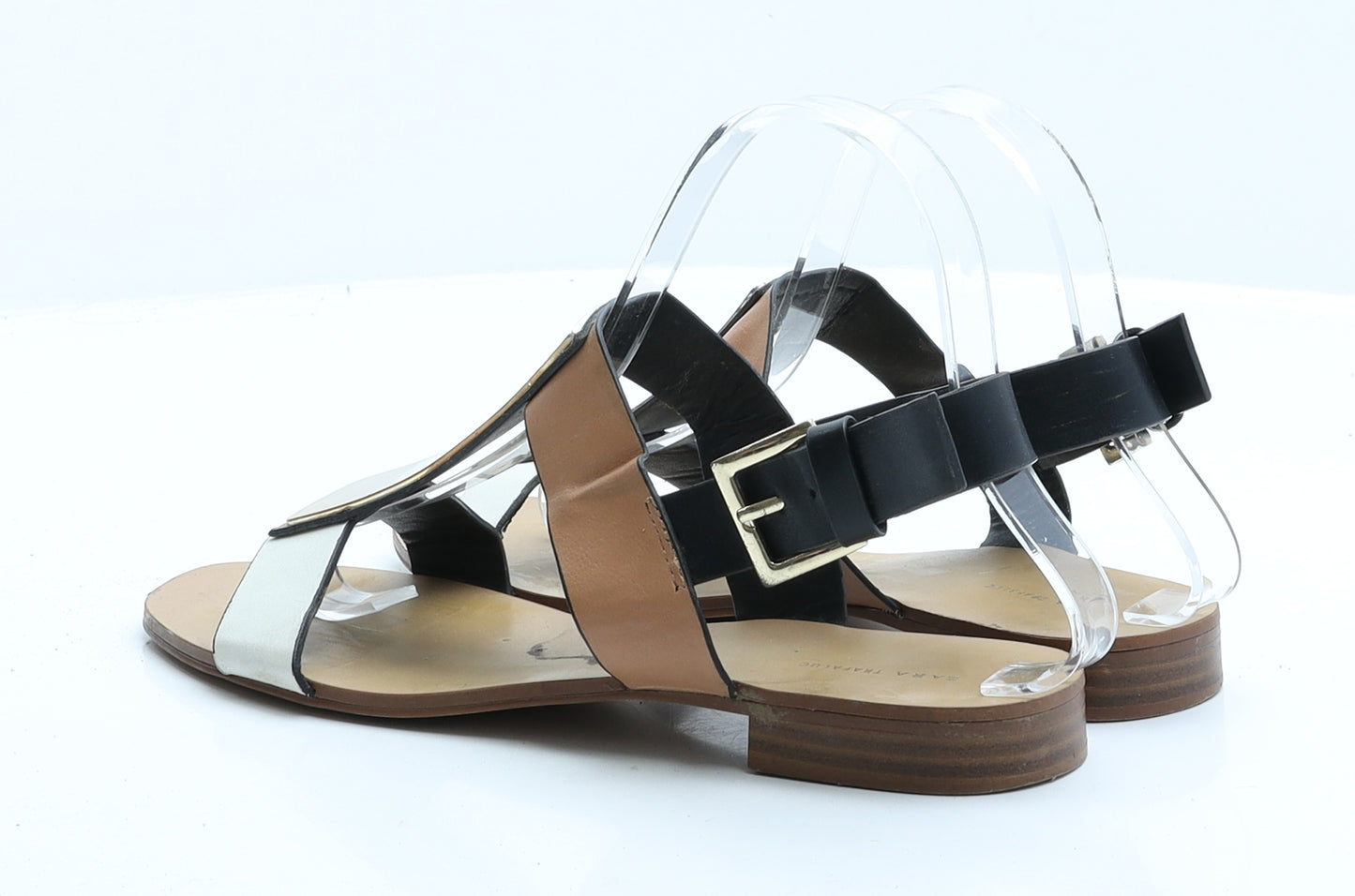 Zara Womens Multicoloured  Faux Leather Flat Sandal UK 5 EUR 38