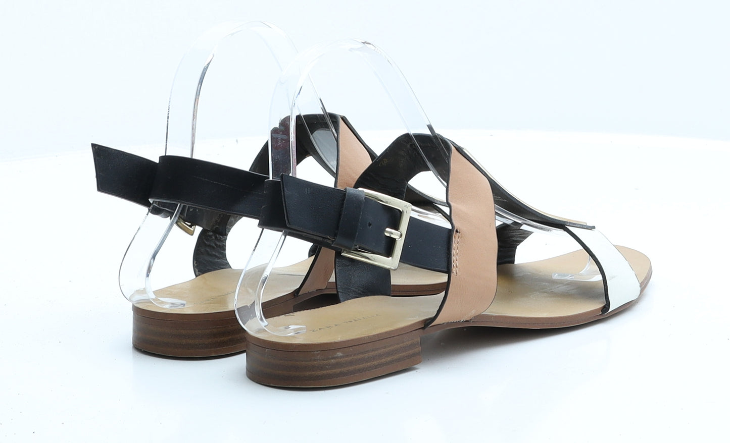 Zara Womens Multicoloured  Faux Leather Flat Sandal UK 5 EUR 38