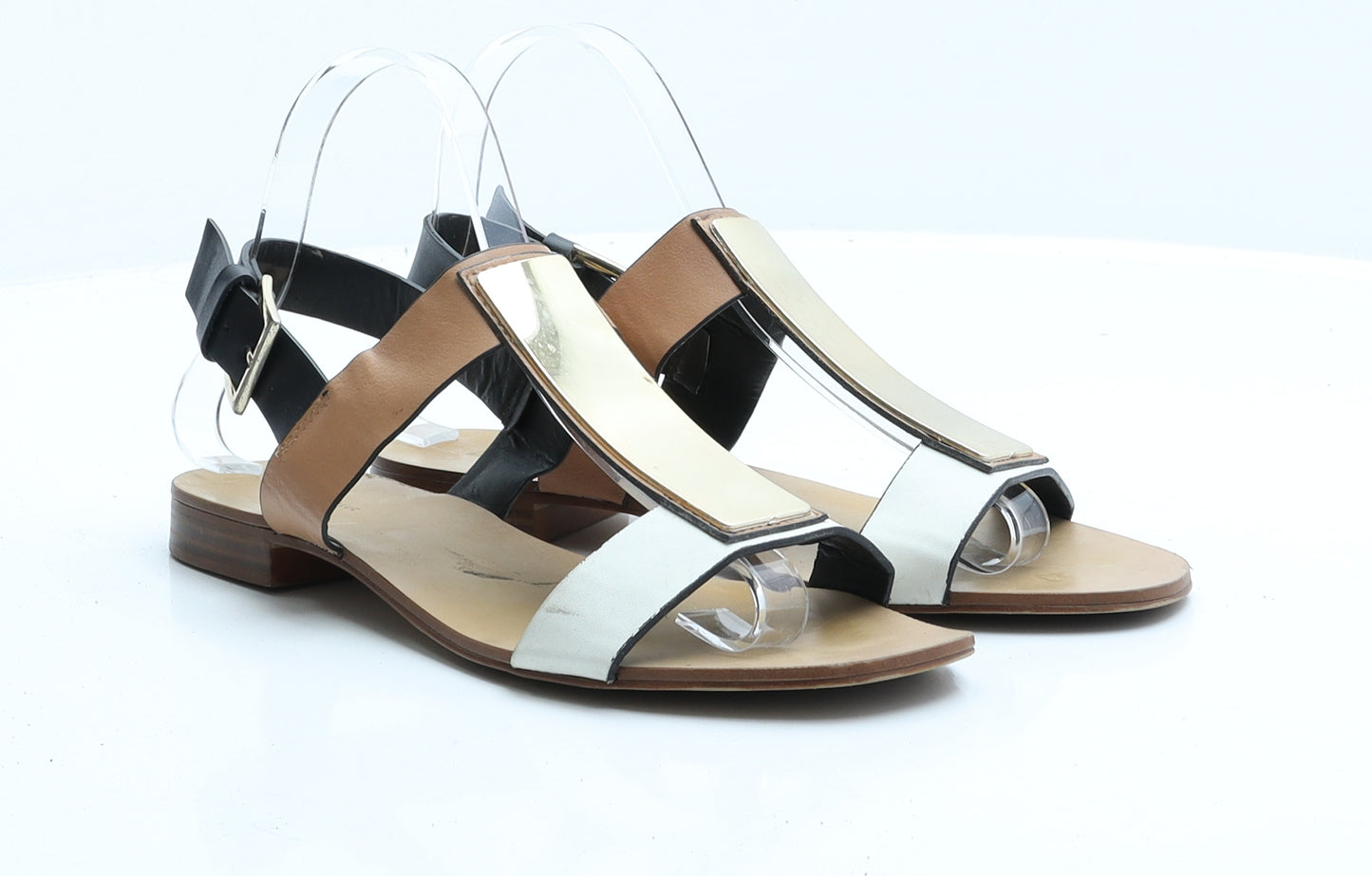Zara Womens Multicoloured  Faux Leather Flat Sandal UK 5 EUR 38