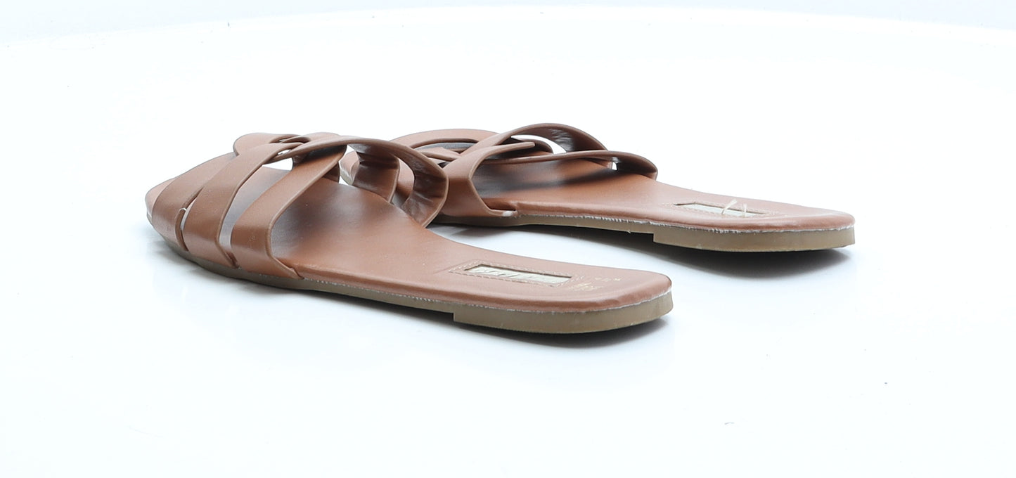 Primark Womens Brown  Faux Leather Flat Sandal UK 4 EUR 37