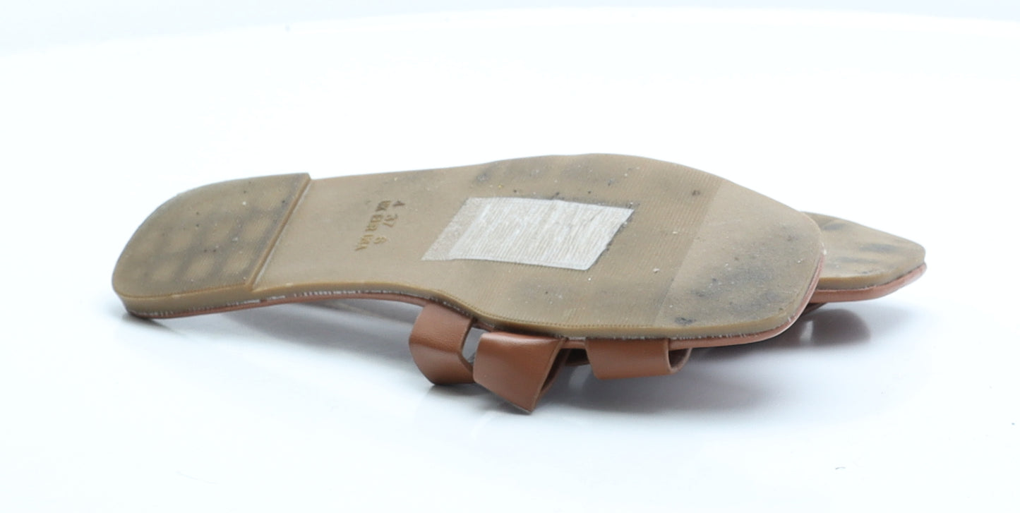 Primark Womens Brown  Faux Leather Flat Sandal UK 4 EUR 37