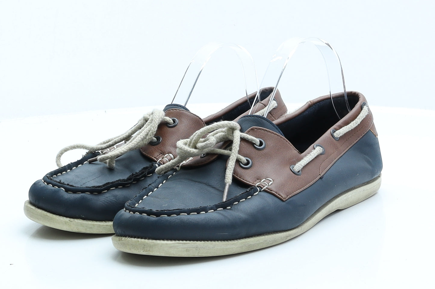 Primark Mens Blue  Faux Leather Boat Shoe Casual UK 8 8 EUR 42