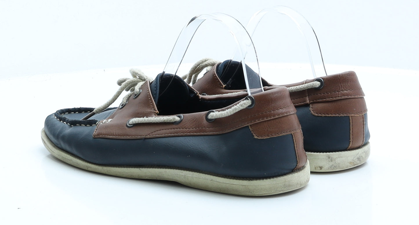 Primark Mens Blue  Faux Leather Boat Shoe Casual UK 8 8 EUR 42