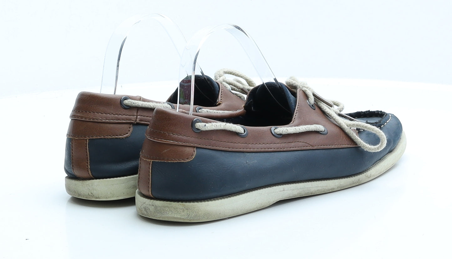 Primark Mens Blue  Faux Leather Boat Shoe Casual UK 8 8 EUR 42