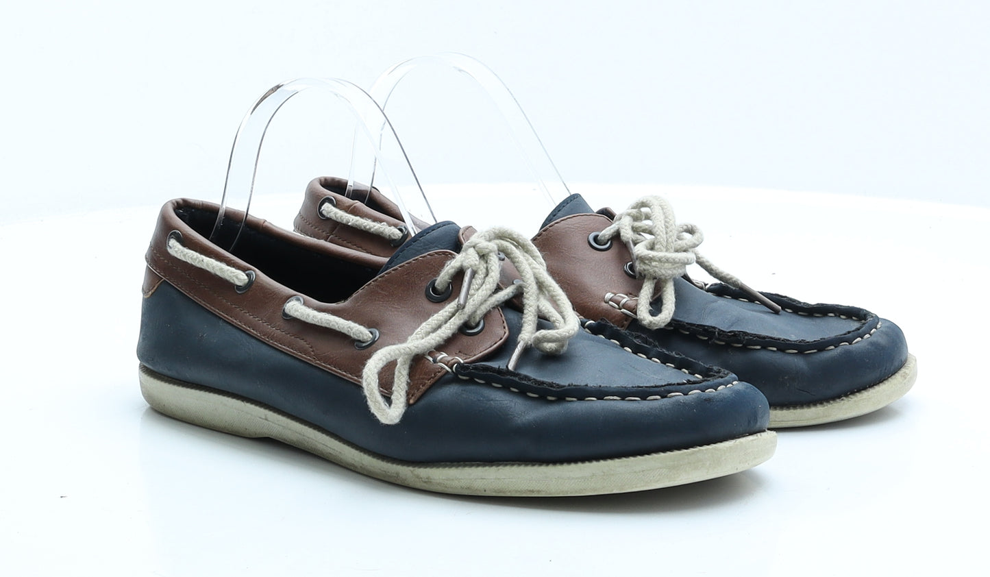 Primark Mens Blue  Faux Leather Boat Shoe Casual UK 8 8 EUR 42