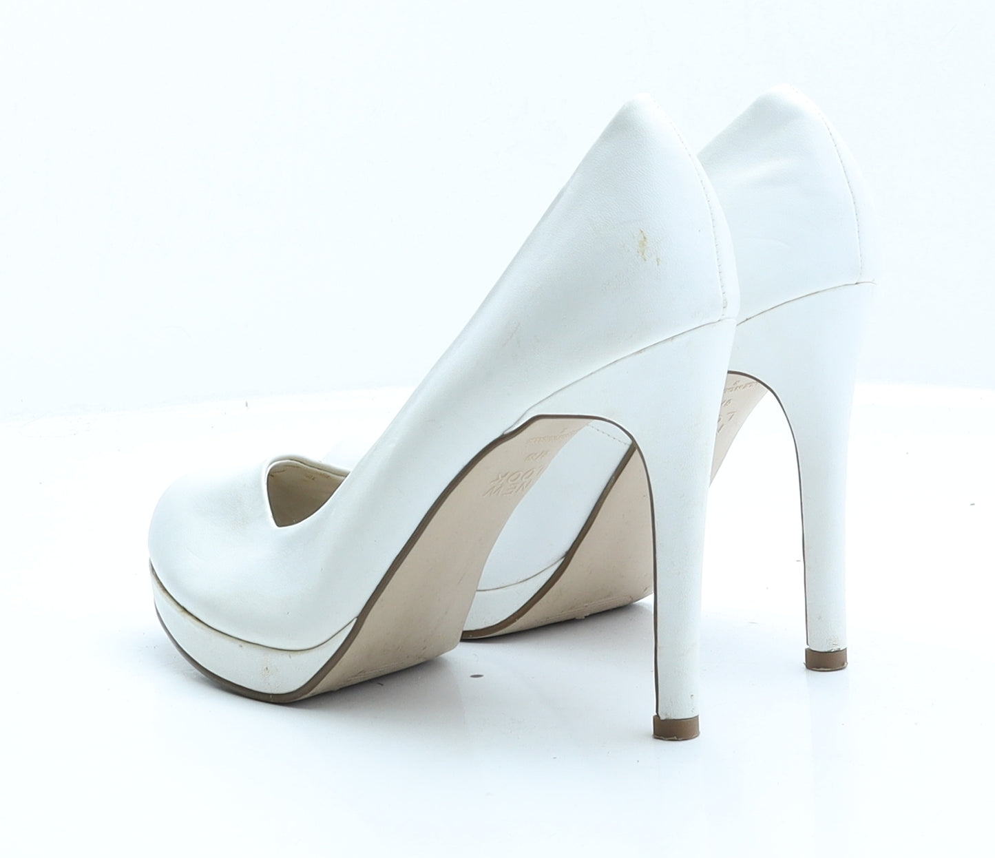 New Look Womens White  Faux Leather Court Heel UK 6 EUR 39