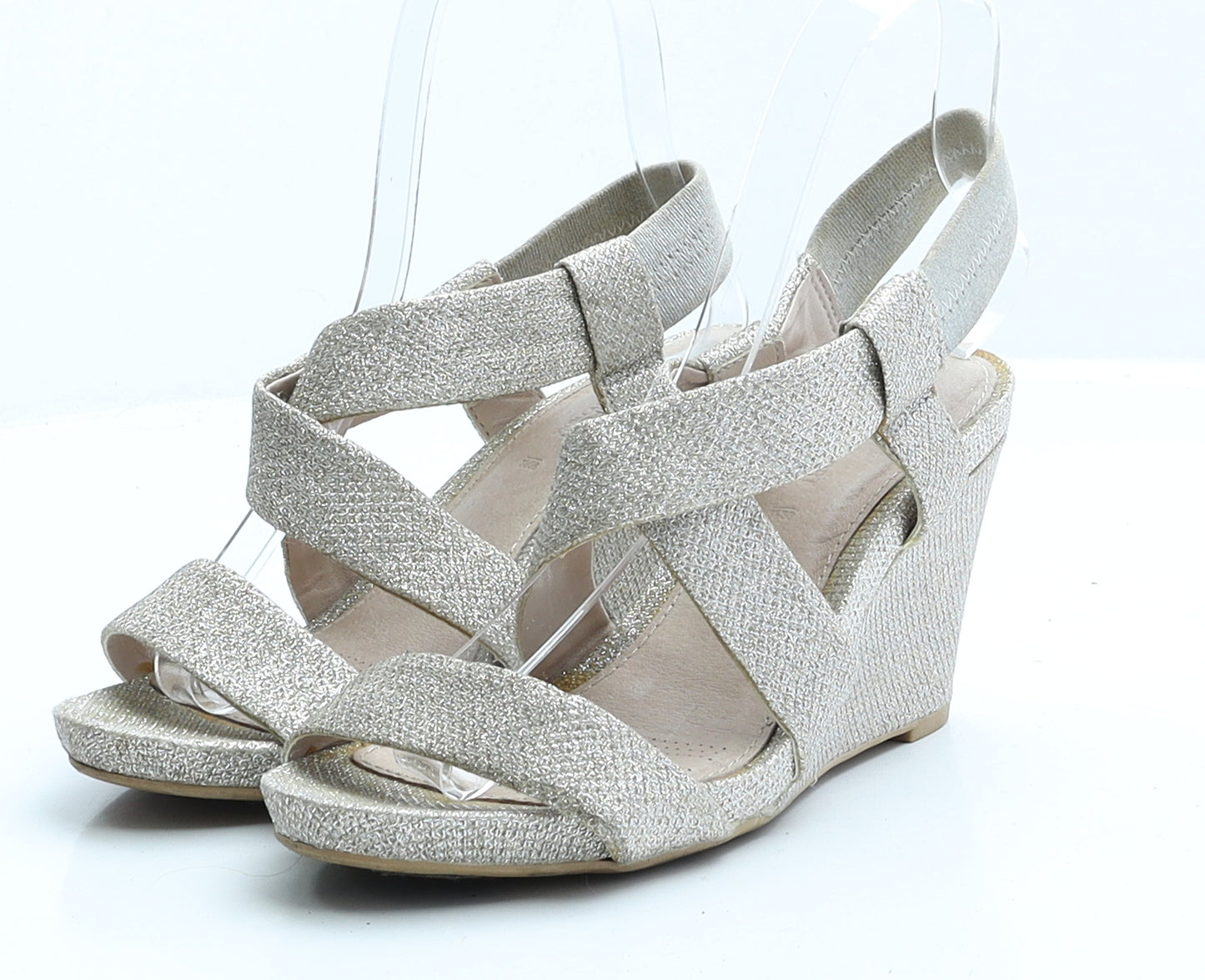 NEXT Womens Gold  Polyester Platform Heel UK 3.5 EUR 36
