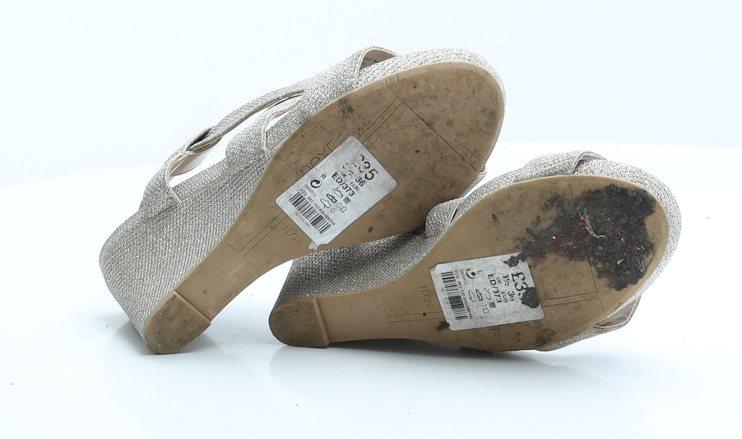 NEXT Womens Gold  Polyester Platform Heel UK 3.5 EUR 36