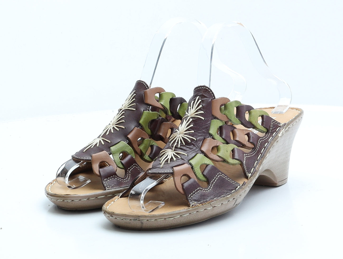Pavers Womens Brown  Faux Leather Slip On Sandal UK 5 EUR 38