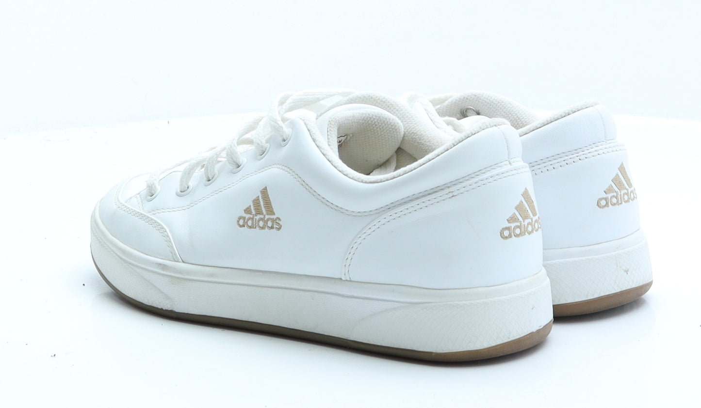 adidas Womens White  Faux Leather Trainer  UK 6 EUR 39