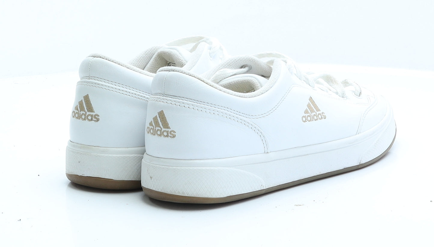 adidas Womens White  Faux Leather Trainer  UK 6 EUR 39
