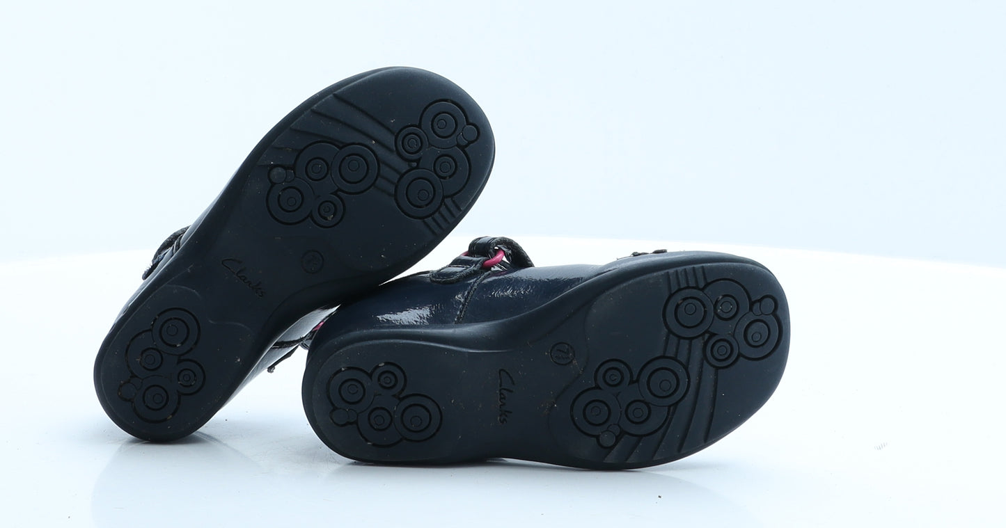 Clarks Girls Black  Polyester Mary Jane Sandal 7.5   - Flashing