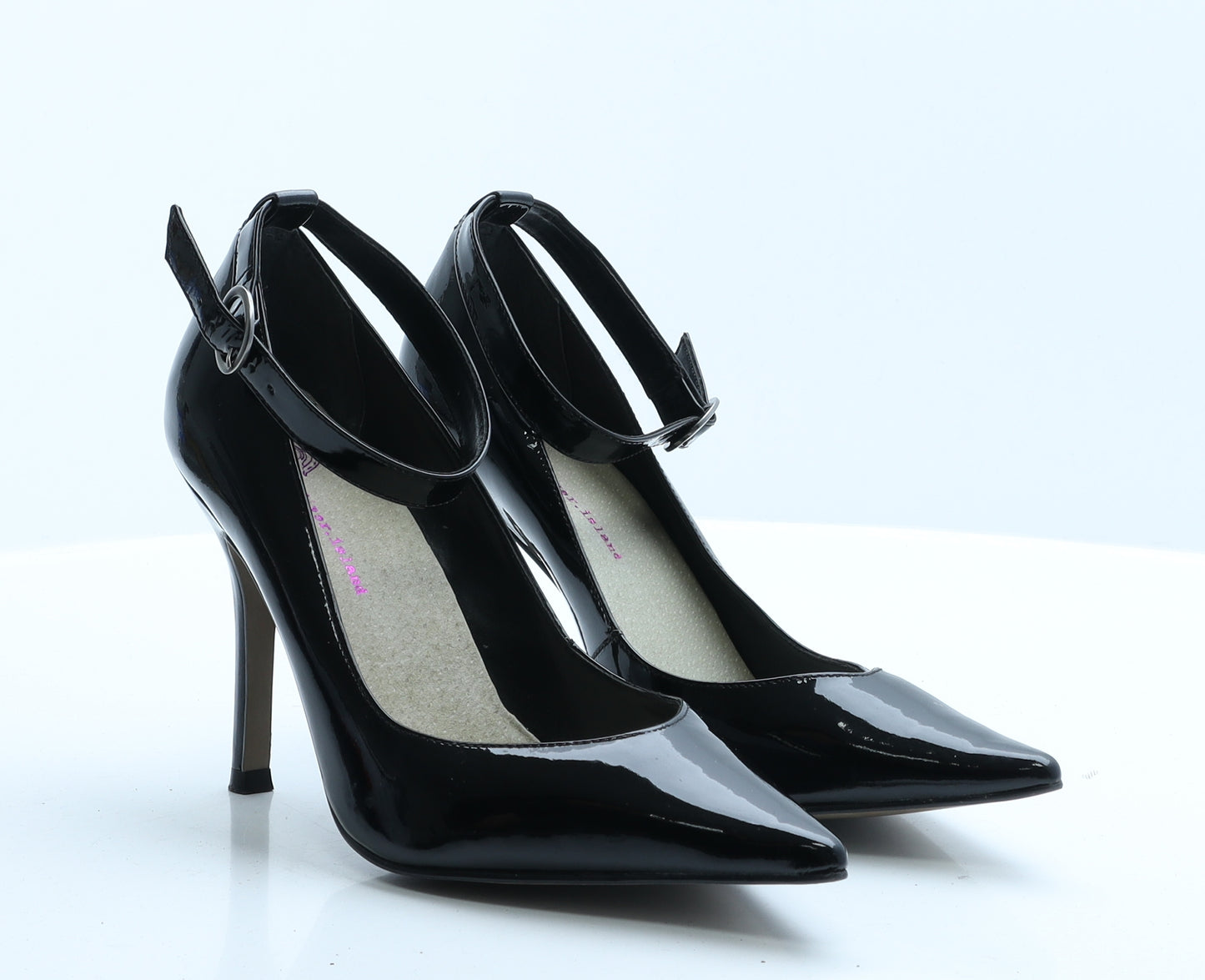 River Island Womens Black  PVC Court Heel 6 EUR 39