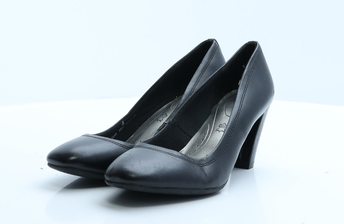 Insolia Womens Black  Leather Court Heel 4
