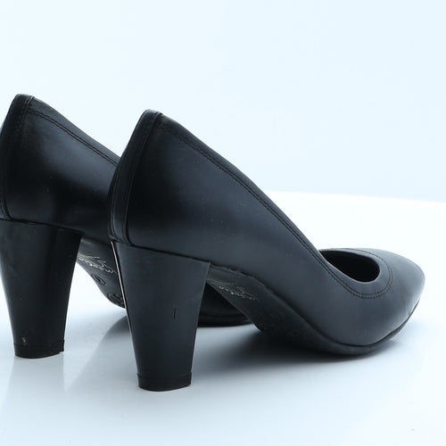 Insolia Womens Black  Leather Court Heel 4