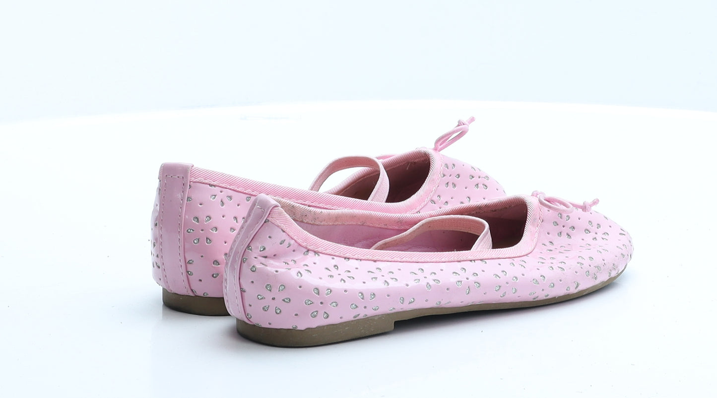 Primark Girls Pink Geometric Vinyl Ballet Sandal UK 11 11 EUR 29