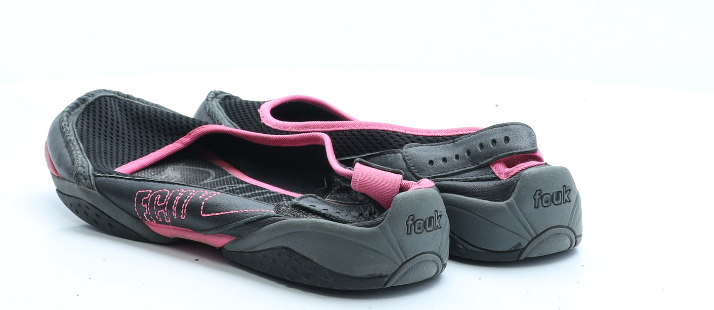 FCUK Womens Black Geometric Polyester Slingback Flat UK 7 40