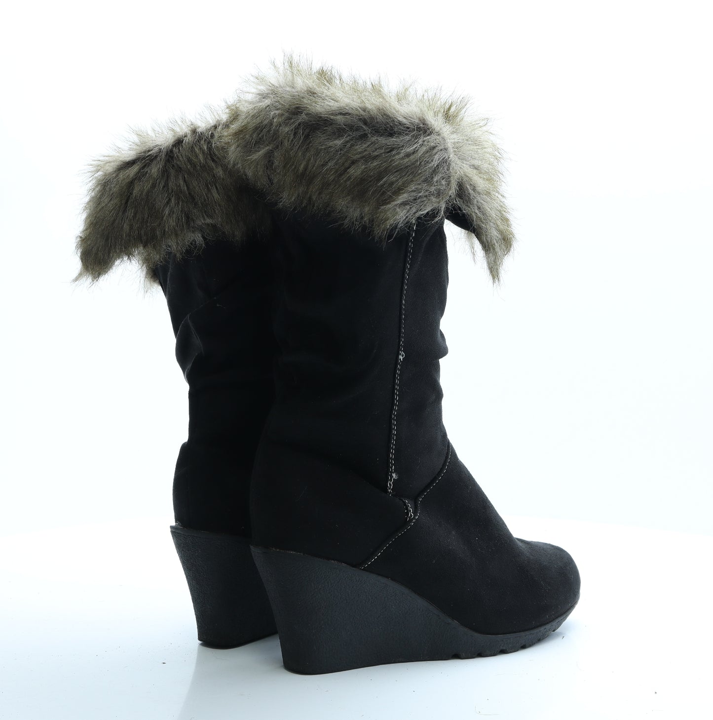 Shoebox Womens Black  Polyester Shearling Style Boot UK 6 EUR 39