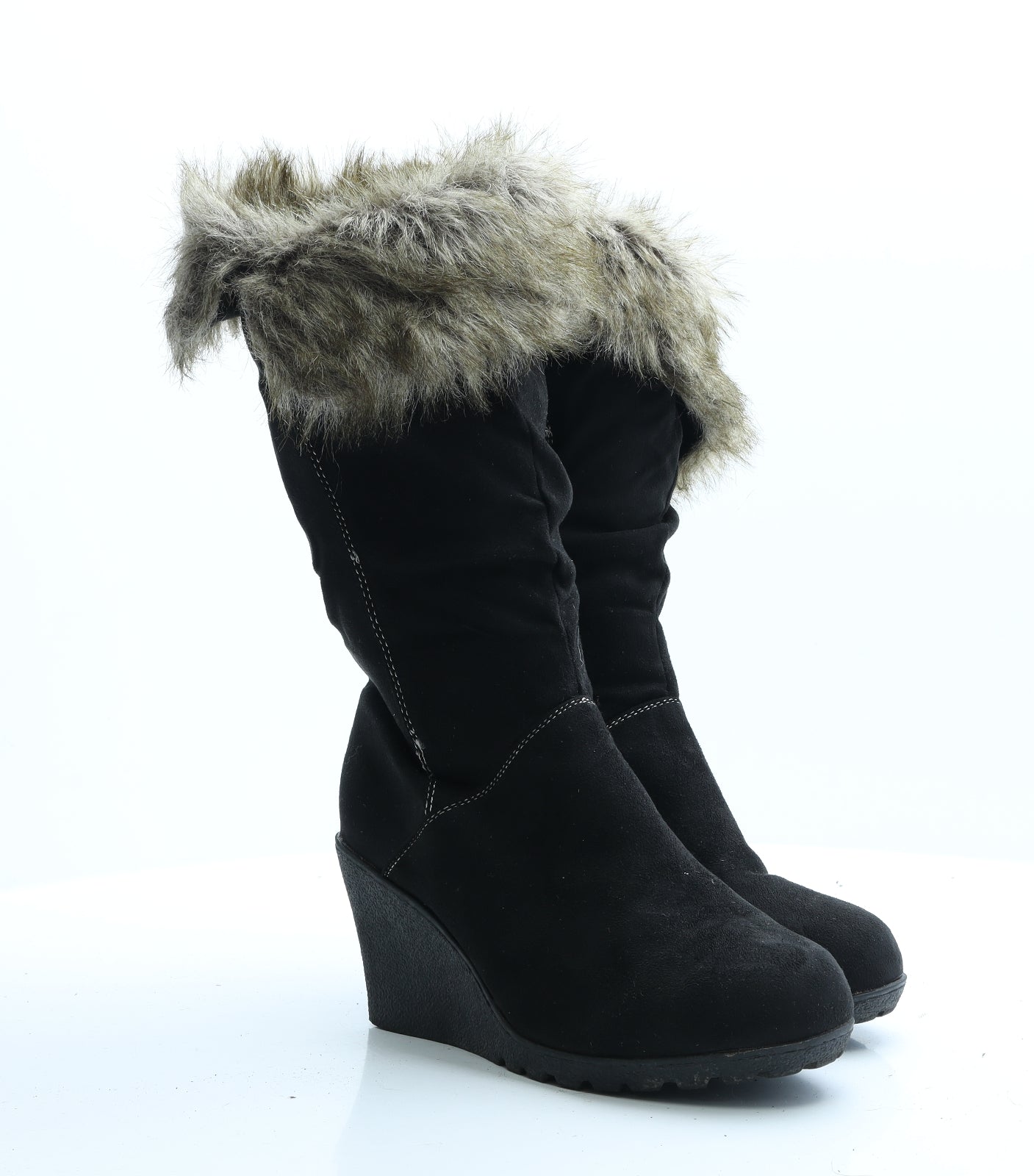 Shoebox Womens Black  Polyester Shearling Style Boot UK 6 EUR 39