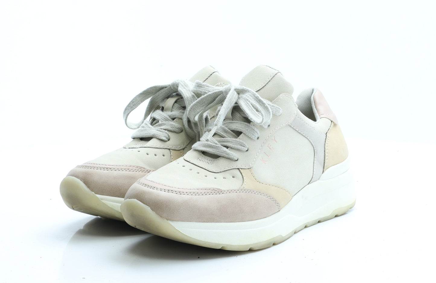 Kley Womens Beige Colourblock Polyester Trainer Casual UK 6 39