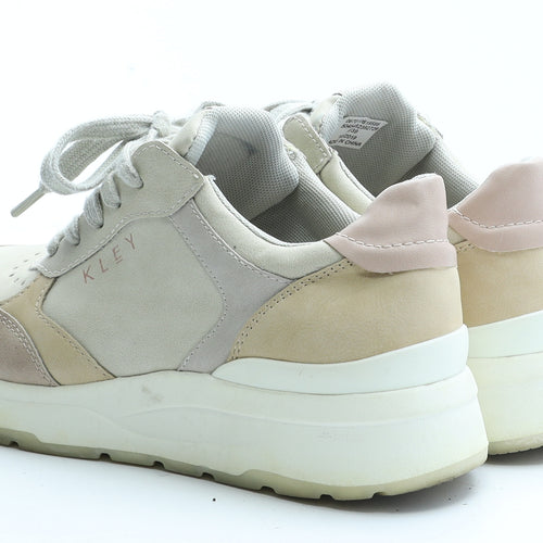 Kley Womens Beige Colourblock Polyester Trainer Casual UK 6 39