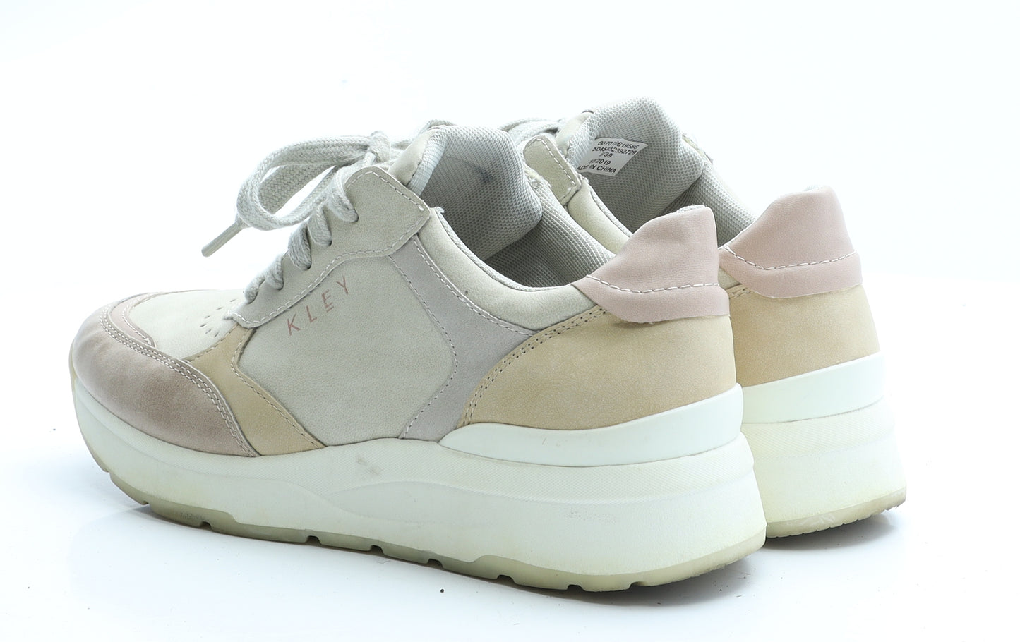 Kley Womens Beige Colourblock Polyester Trainer Casual UK 6 39