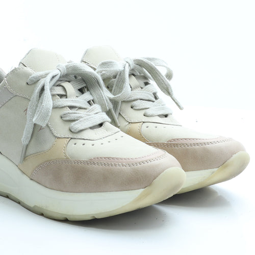 Kley Womens Beige Colourblock Polyester Trainer Casual UK 6 39