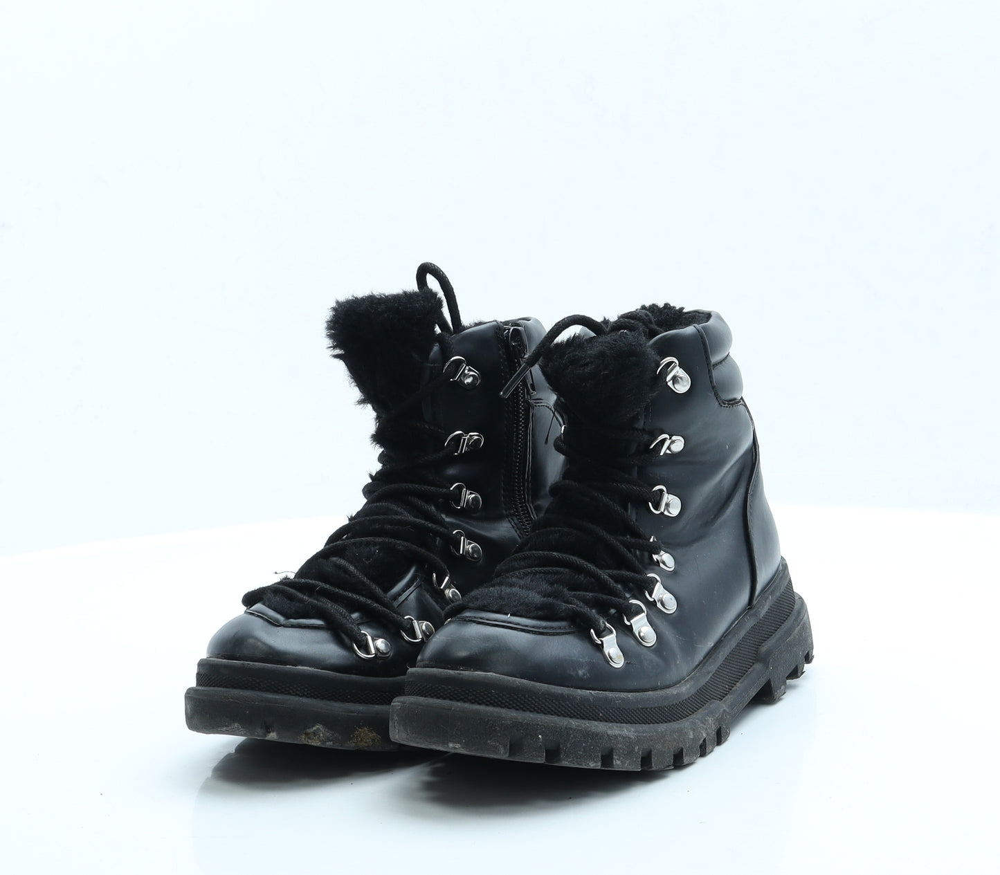 Girls Collection Girls Black  Faux Leather Combat Boot UK 1 1 EUR 33
