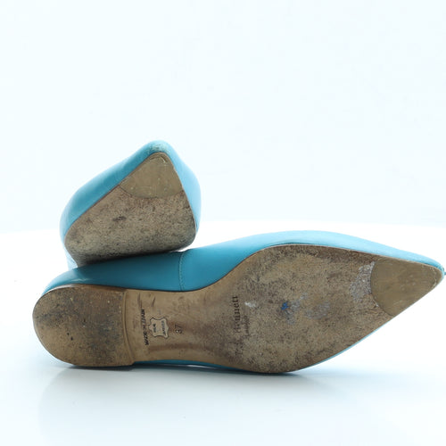 LK Bennett Womens Blue  Leather Slip On Flat UK 4 37