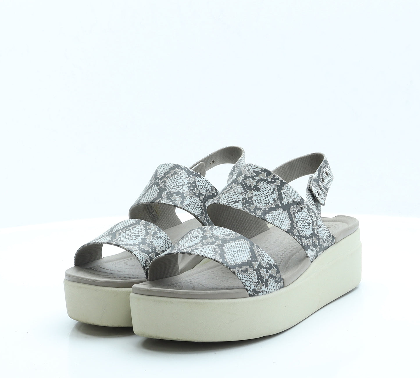 Crocs Womens Grey Animal Print Rubber Strappy Sandal UK 6