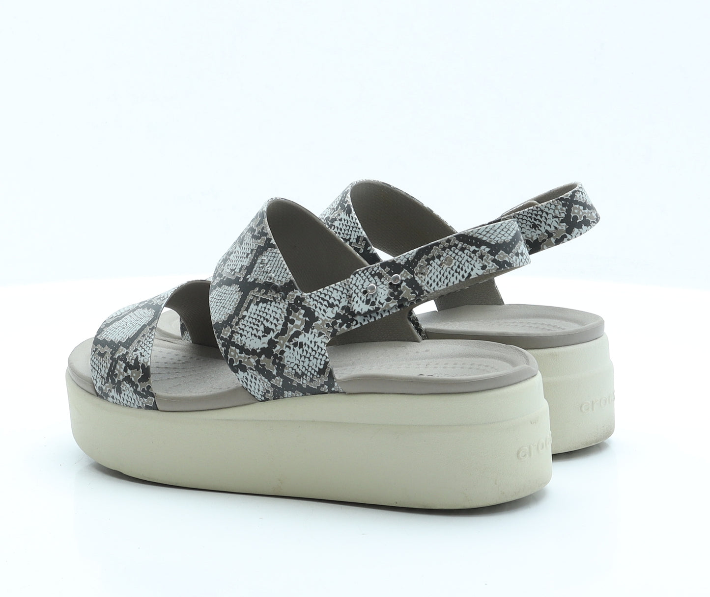 Crocs Womens Grey Animal Print Rubber Strappy Sandal UK 6
