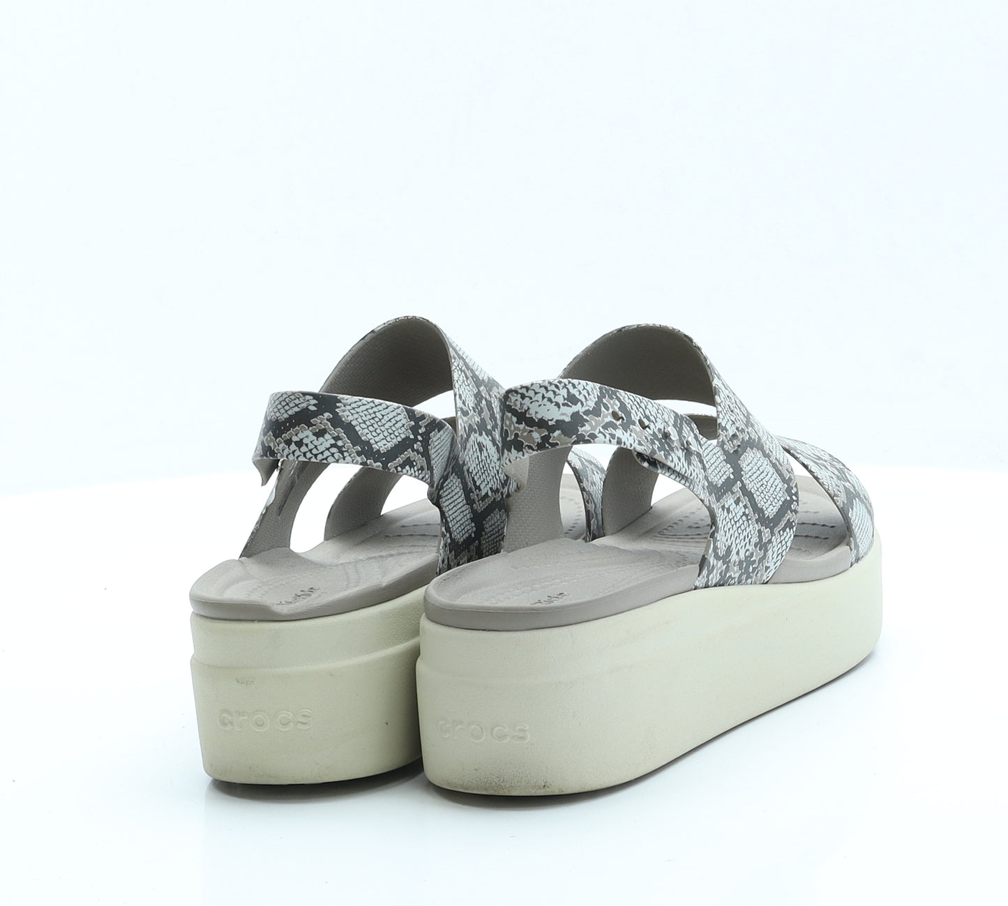 Crocs Womens Grey Animal Print Rubber Strappy Sandal UK 6