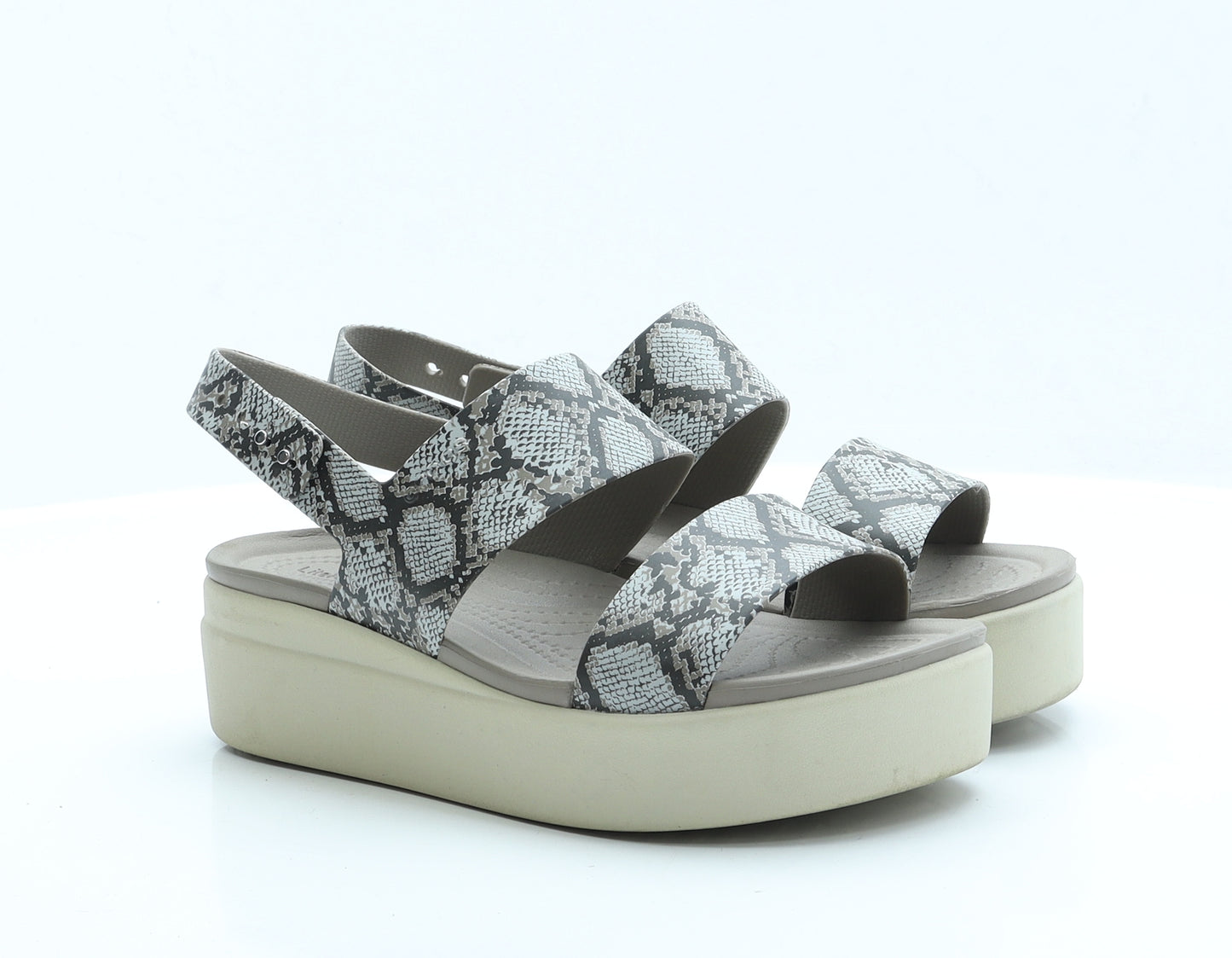 Crocs Womens Grey Animal Print Rubber Strappy Sandal UK 6