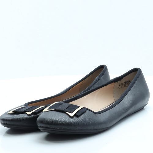 F&F Womens Black  Faux Leather Ballet Flat UK 8