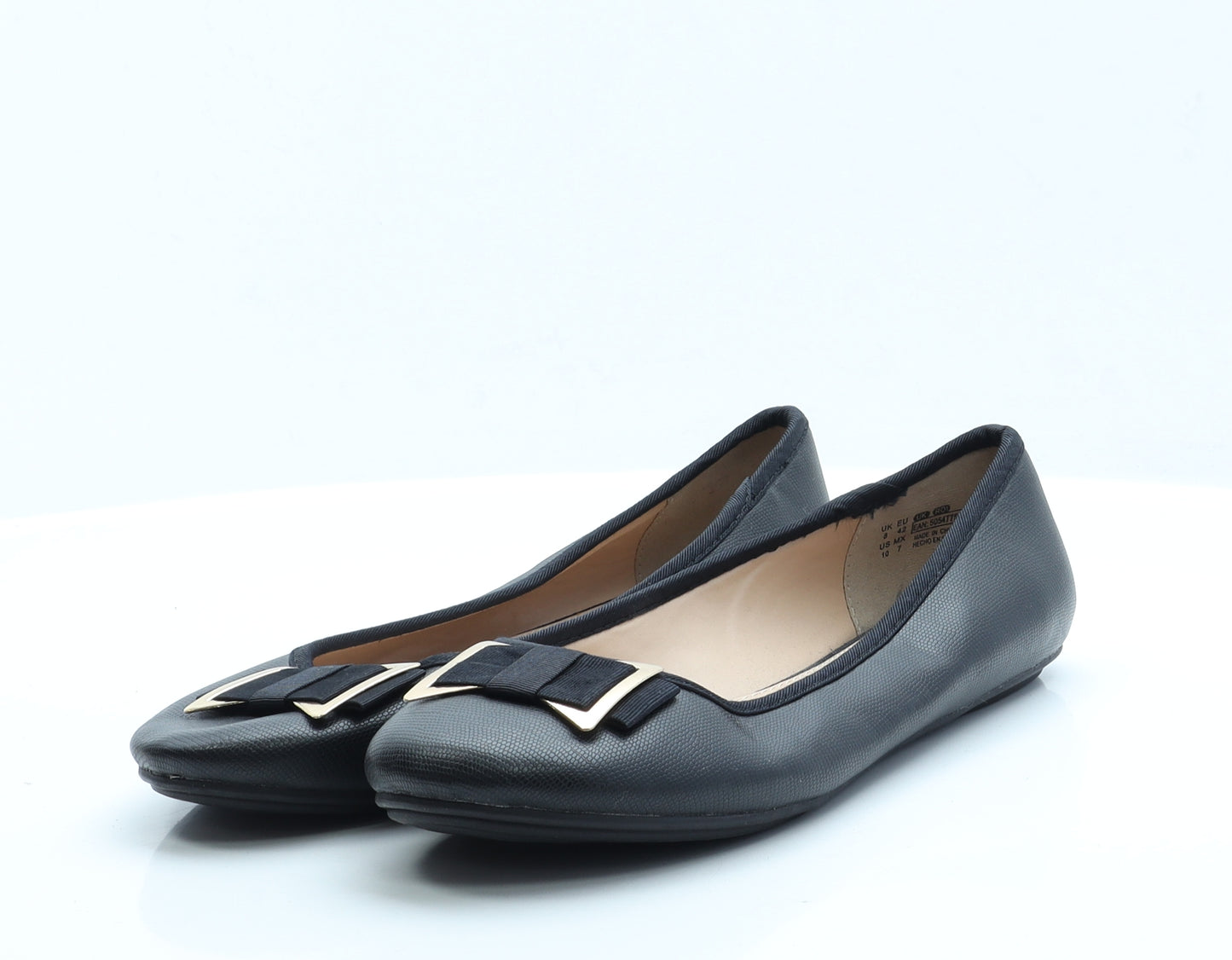 F&F Womens Black  Faux Leather Ballet Flat UK 8