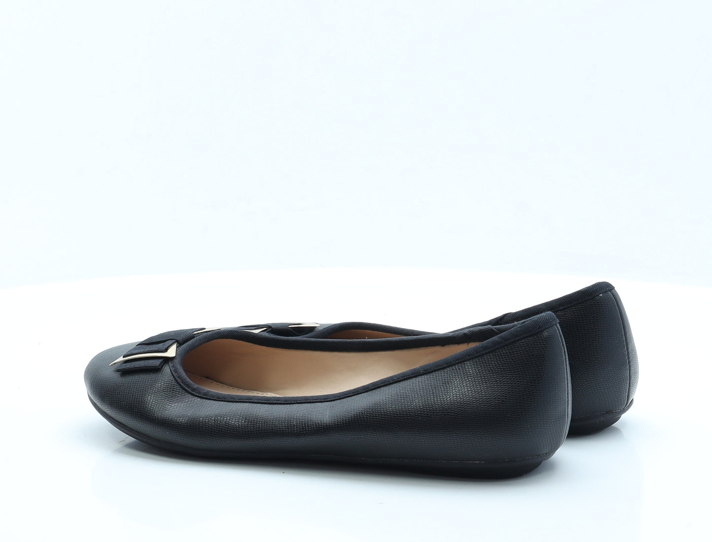 F&F Womens Black  Faux Leather Ballet Flat UK 8