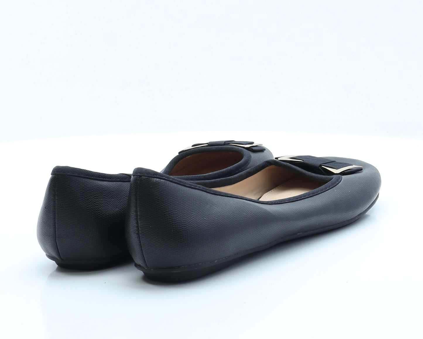 F&F Womens Black  Faux Leather Ballet Flat UK 8