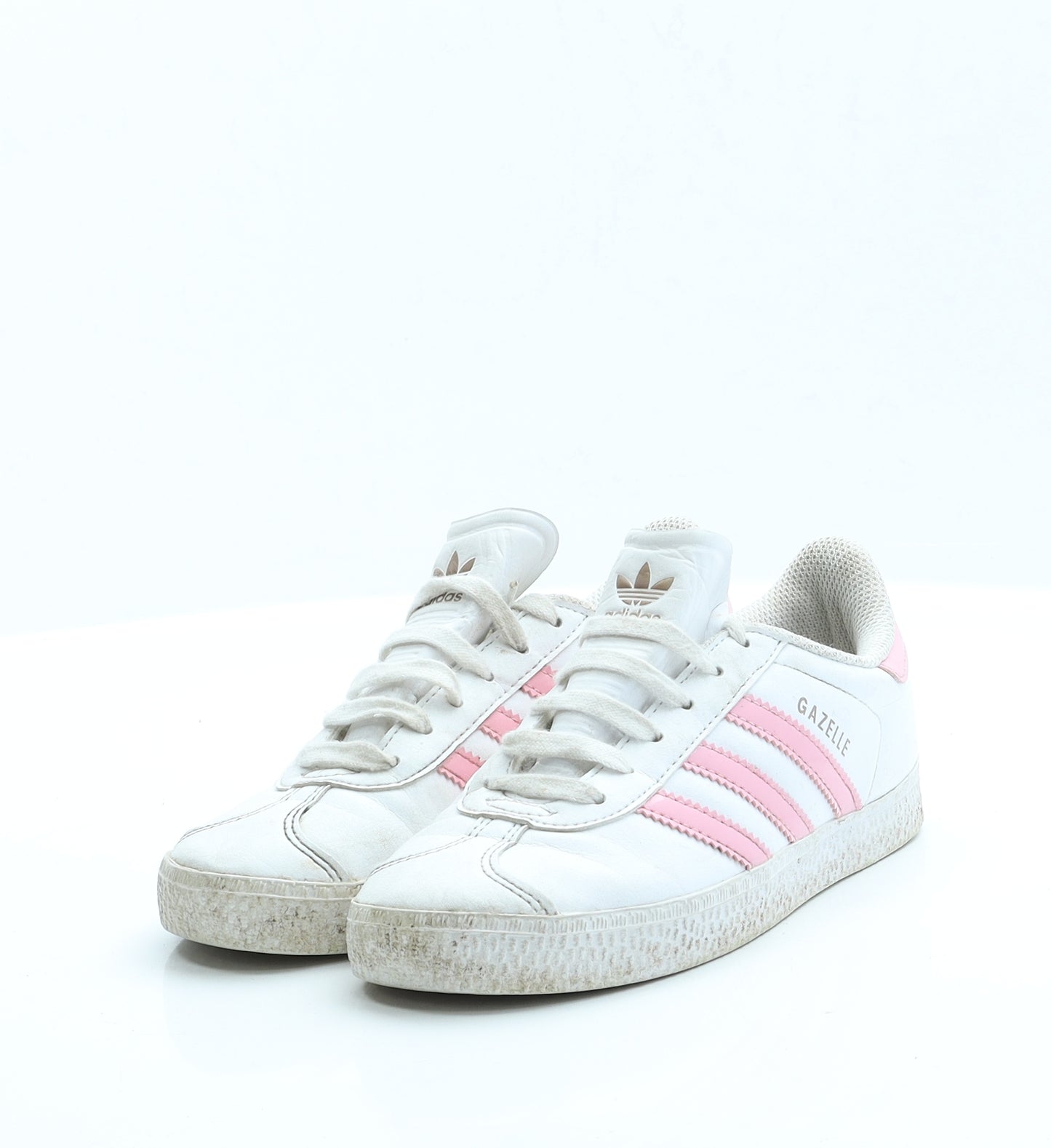 adidas Girls White Striped Polyester Trainer Casual UK 13 13