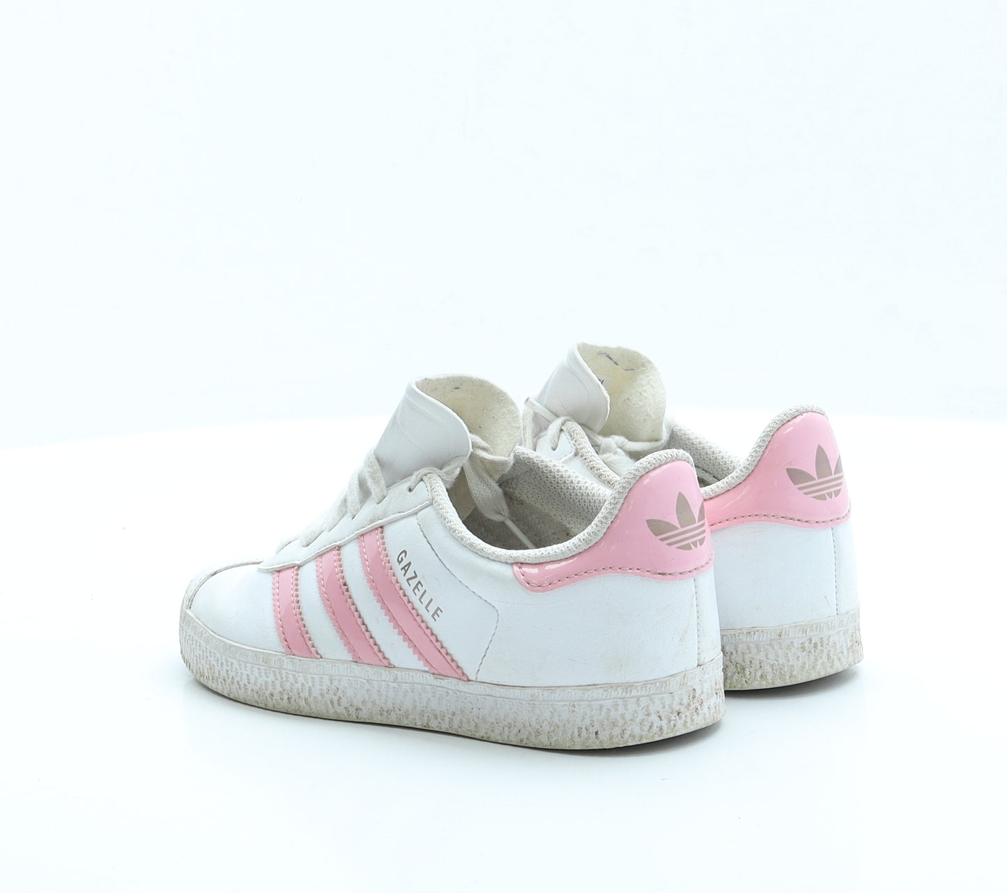 adidas Girls White Striped Polyester Trainer Casual UK 13 13