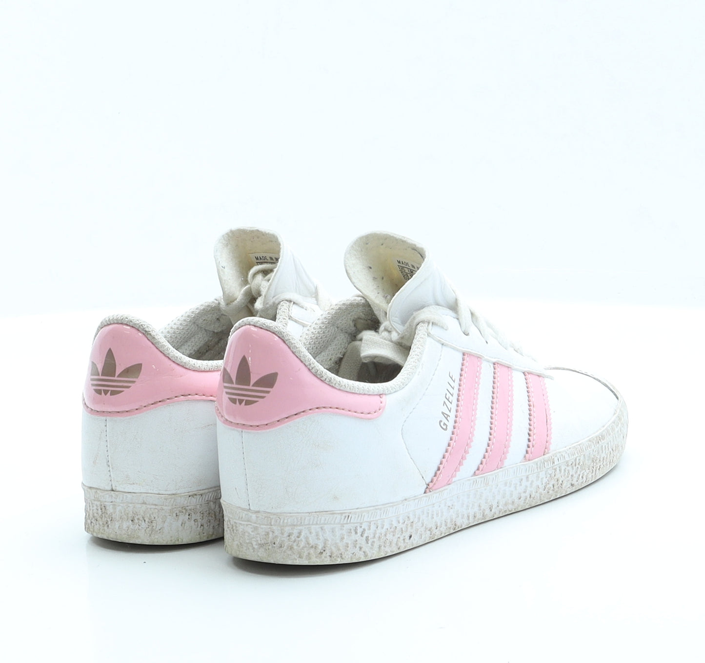 adidas Girls White Striped Polyester Trainer Casual UK 13 13