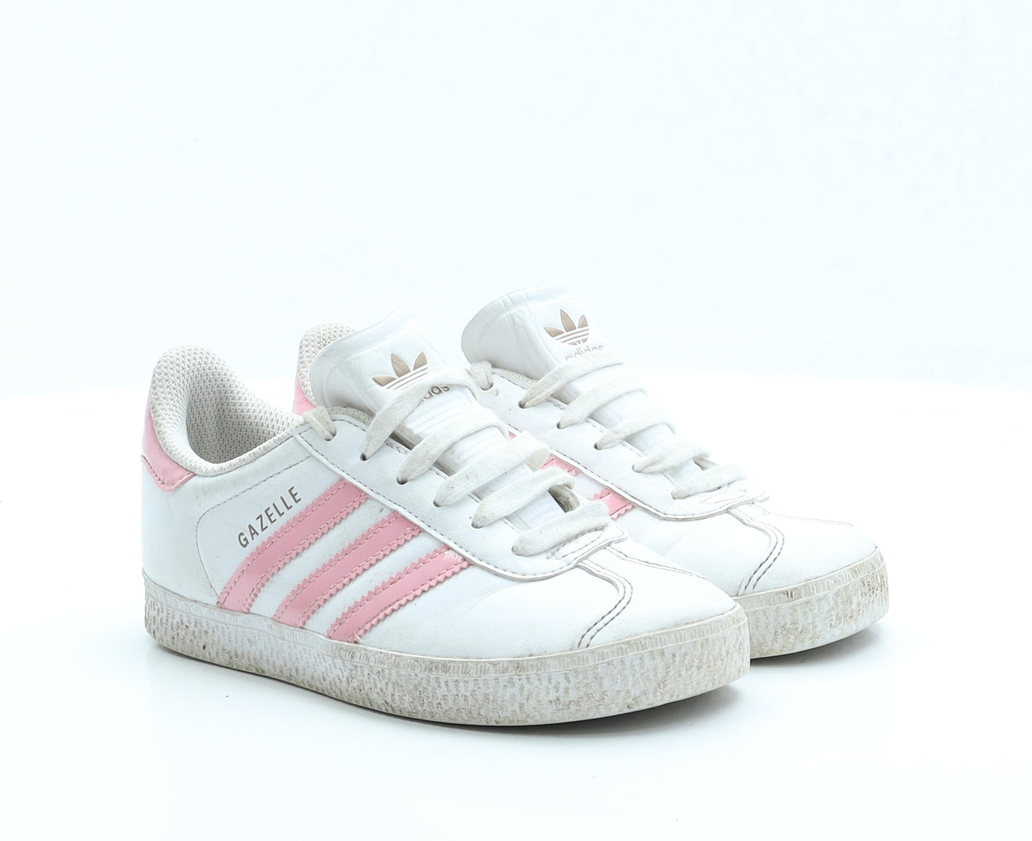 adidas Girls White Striped Polyester Trainer Casual UK 13 13