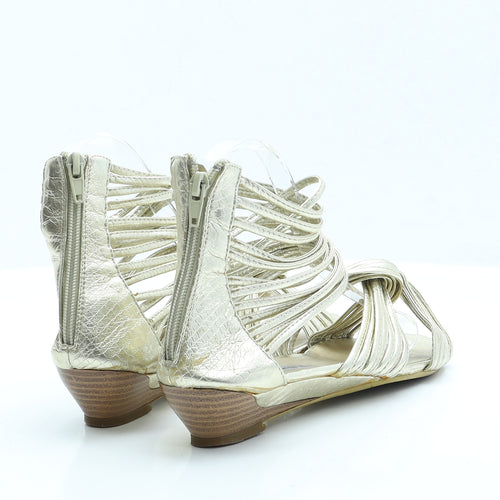 Chockers Womens Gold  Faux Leather Strappy Sandal UK 4 37