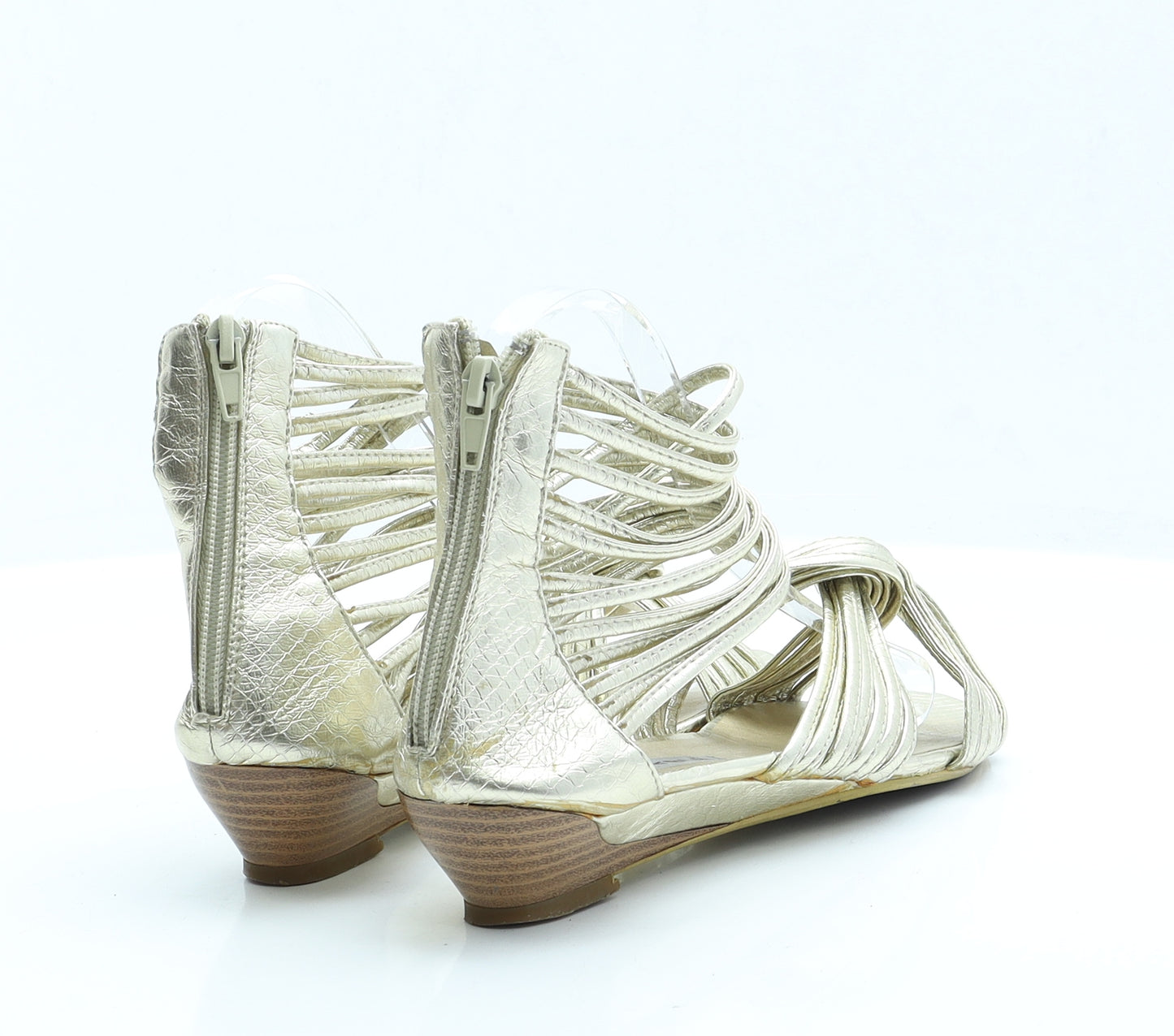 Chockers Womens Gold  Faux Leather Strappy Sandal UK 4 37