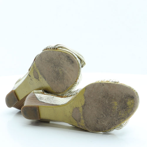 Chockers Womens Gold  Faux Leather Strappy Sandal UK 4 37