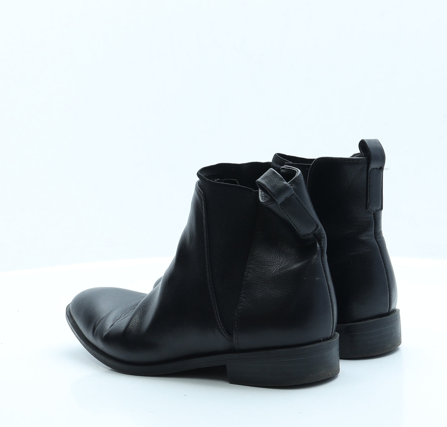 Marks and Spencer Womens Black Faux Leather Chelsea Boot UK 4