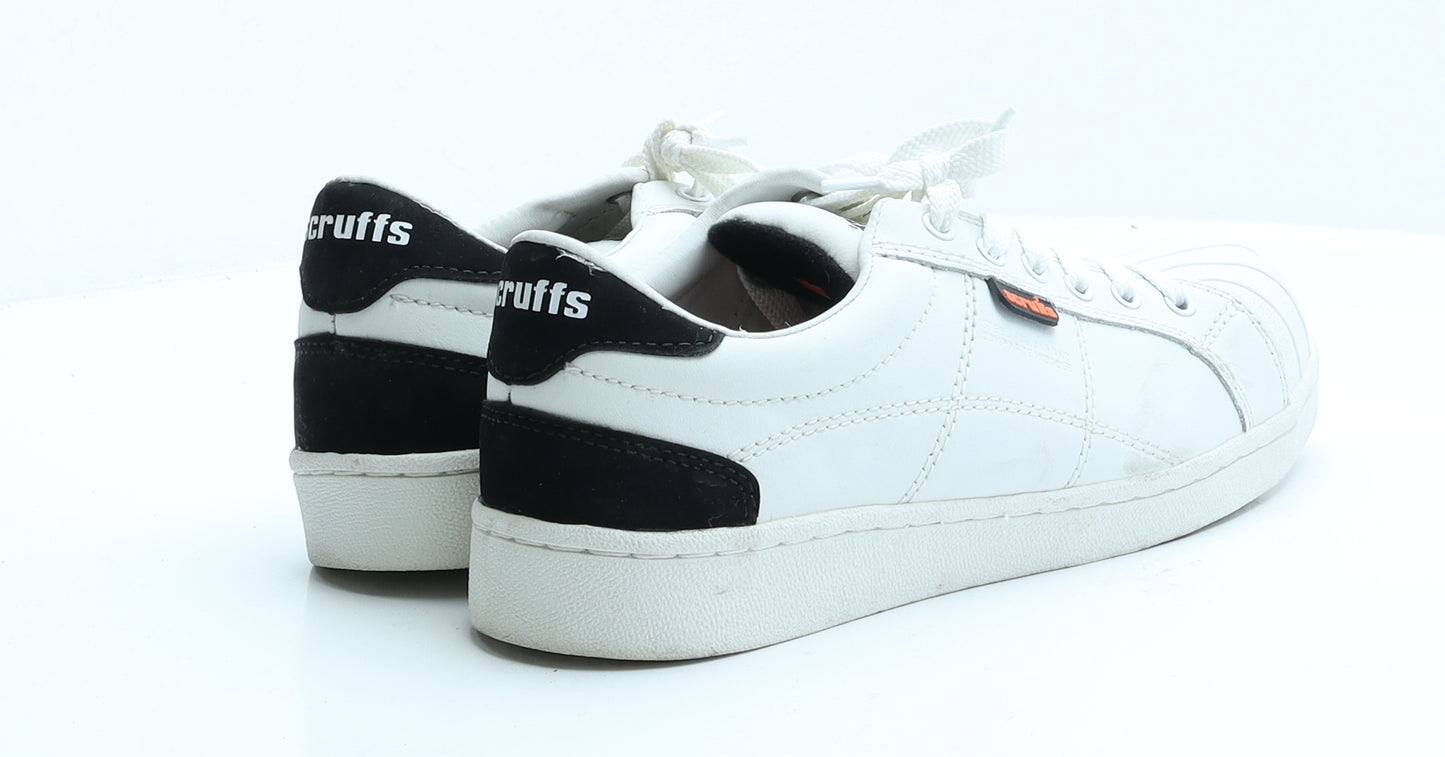 Scruffs Mens White Faux Leather Trainer UK 9 EUR 43 - Steel toe caps