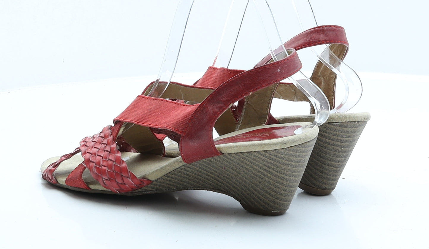 Preworn Womens Red Faux Leather Slip On Sandal UK 8 EUR 41