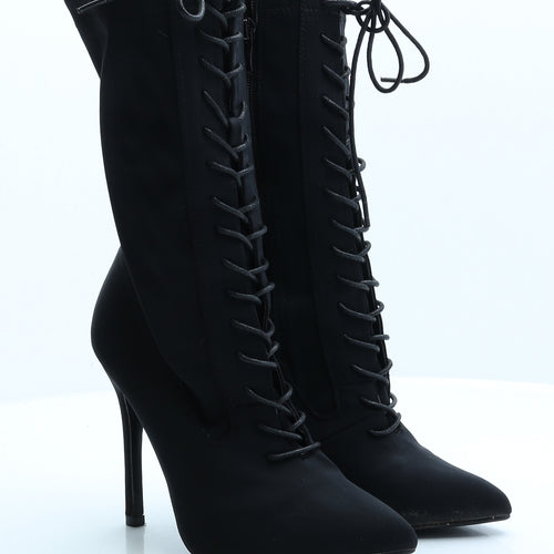 No Doubt Womens Black Faux Suede Bootie Boot UK 7 EUR 40