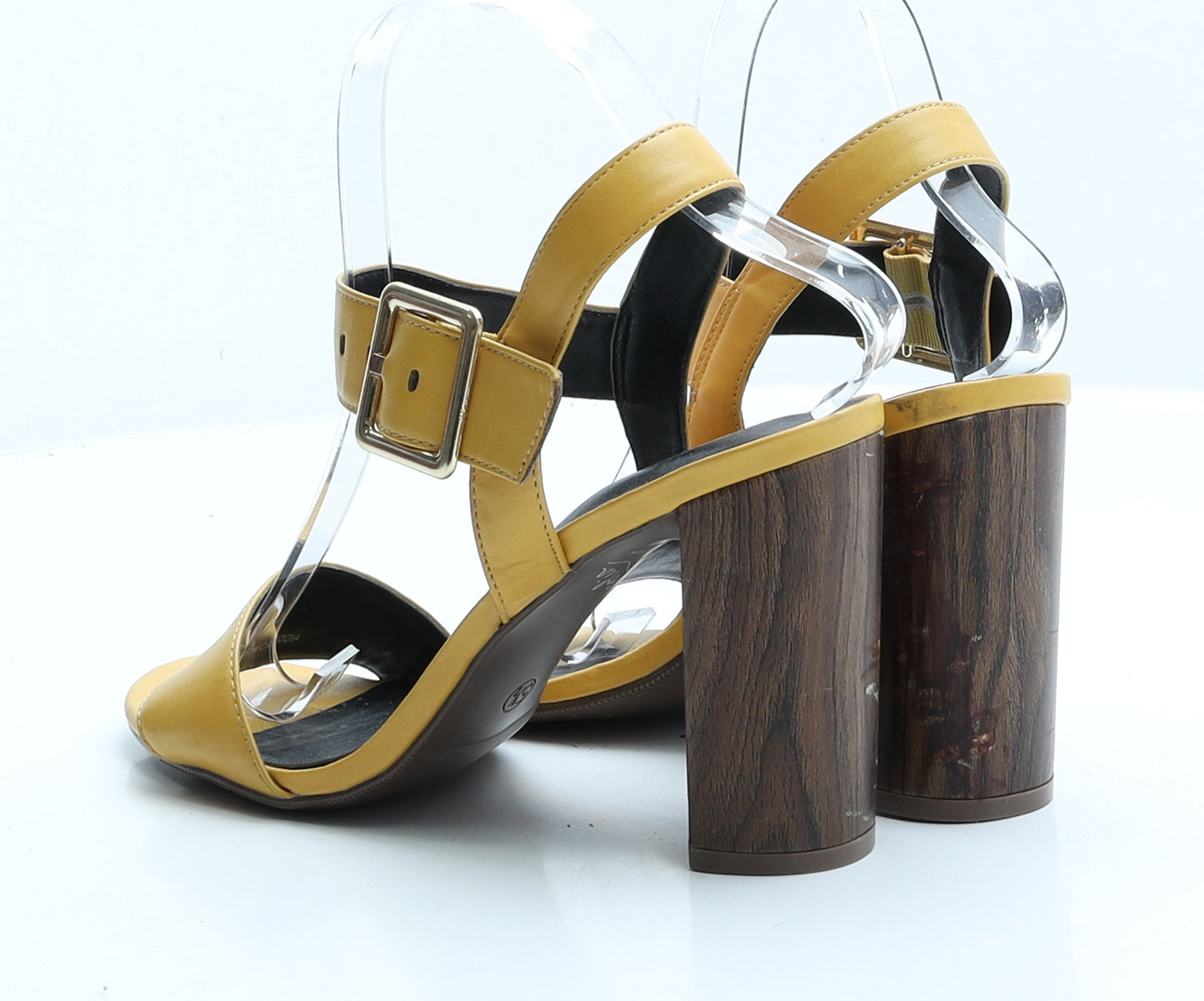 Marks and Spencer Womens Yellow Faux Leather Strappy Heel UK 5.5 EUR 38.5