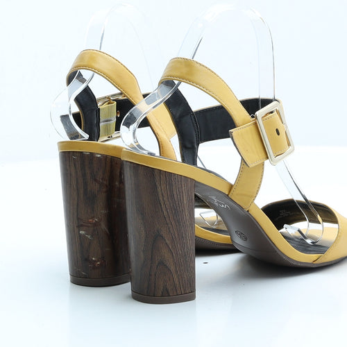 Marks and Spencer Womens Yellow Faux Leather Strappy Heel UK 5.5 EUR 38.5